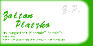 zoltan platzko business card